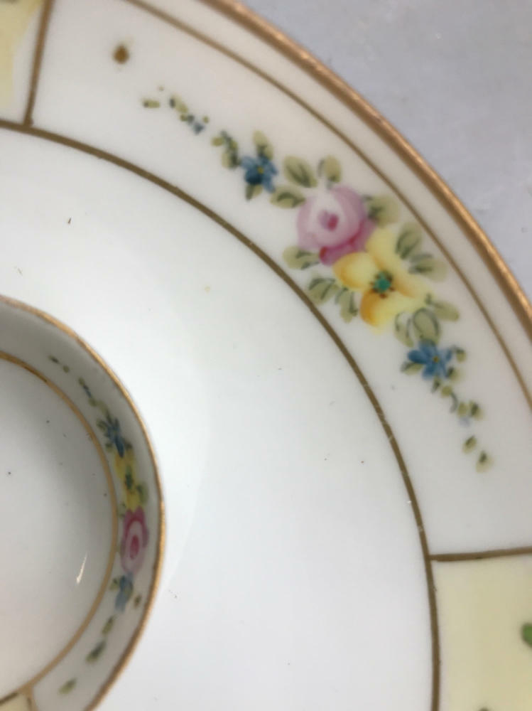 Hand painted 3 Legged Nippon Bowl with Spoon/Ladle - Good