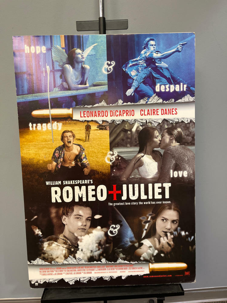 RARE!!! Romeo & Juliet Leonardo DiCaprio Clare Danes Movie Poster on Foam Board - Good