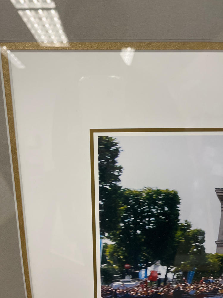 Signed Lance Armstrong Photo in Front of Arc de Triomphe Paris, France - Good