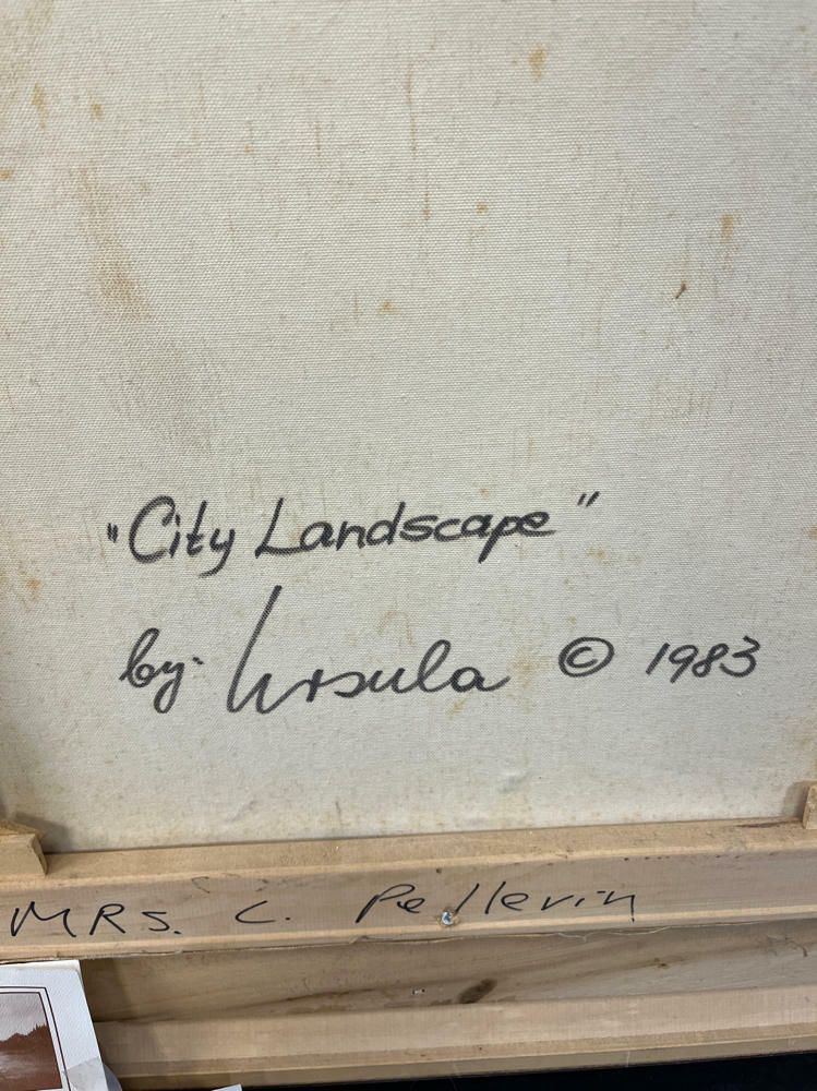 "City Landscape" Signed by Ursula Ossenberg, 1983 Abstract Muti-Color #0583 - Good