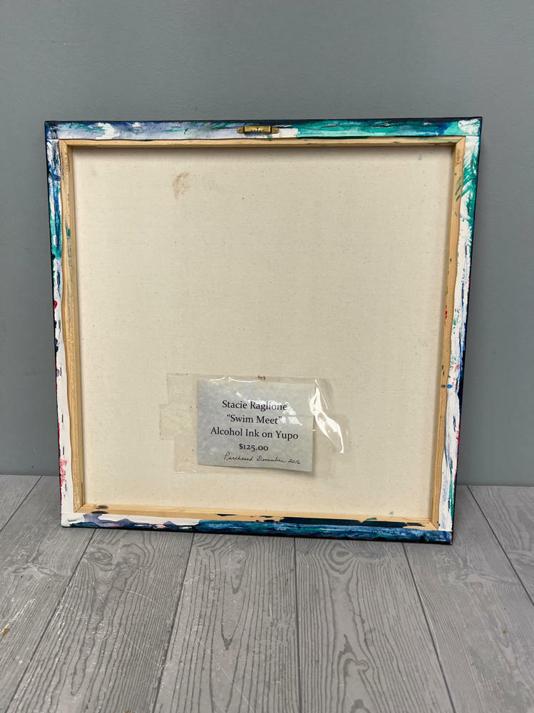 Beautiful Painting by Stacie Raglione "Swim Meet" Alcohol Ink on Yupo - Good