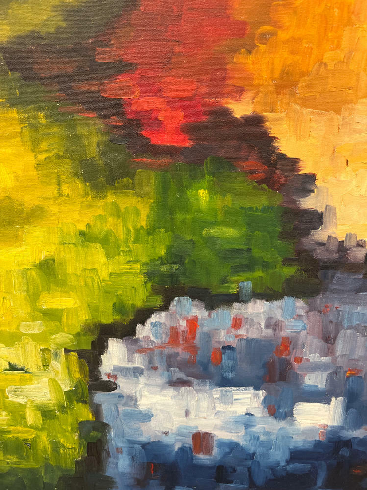 "City Landscape" Signed by Ursula Ossenberg, 1983 Abstract Muti-Color #0583 - Good