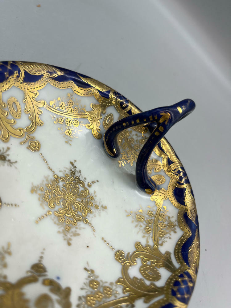 Vintage Blue & Gold Trimmed Trinket Dish Hand Painted Japan - Good