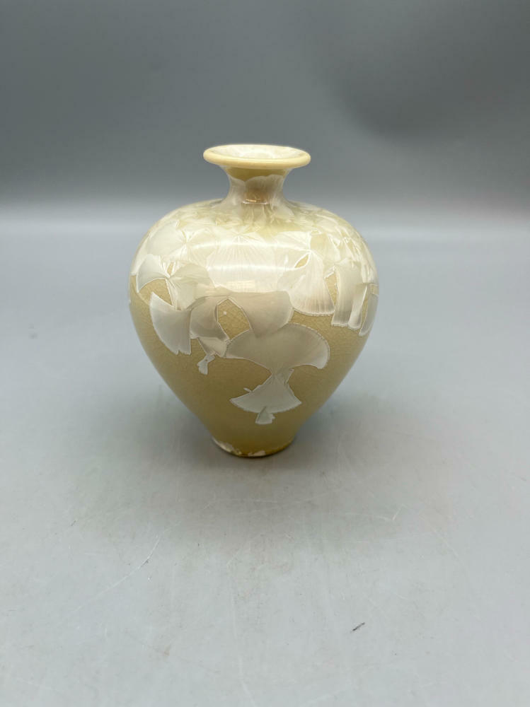 Louise Reding Crystalline Vase Studio Art Pottery Ivory Signed - Good