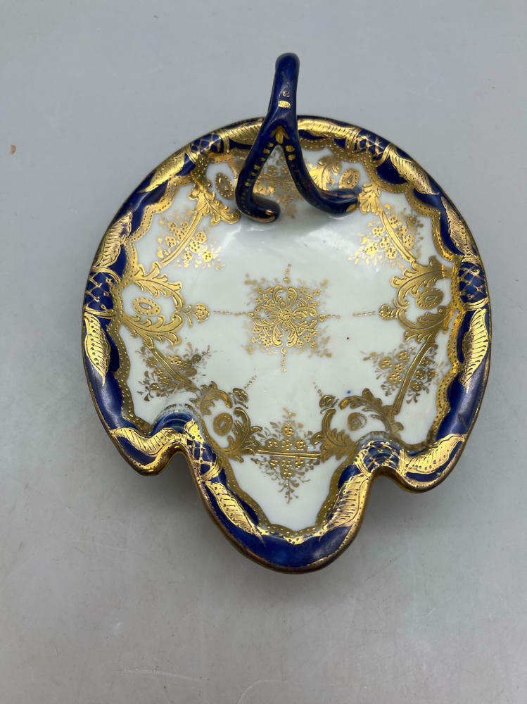 Vintage Blue & Gold Trimmed Trinket Dish Hand Painted Japan - Good