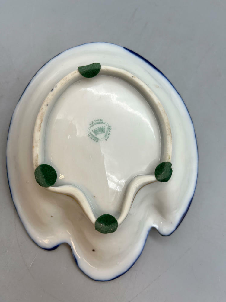 Vintage Blue & Gold Trimmed Trinket Dish Hand Painted Japan - Good
