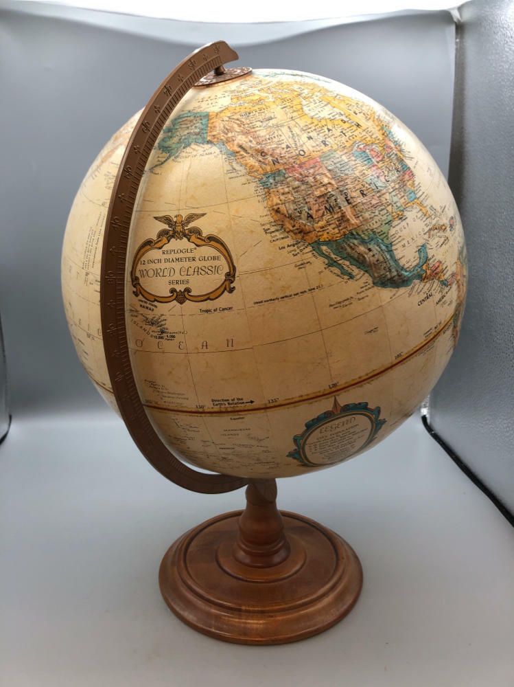Vintage Raised Relief Globe World Classic "Replogle" Includes USSR Leroy Tolman - Good