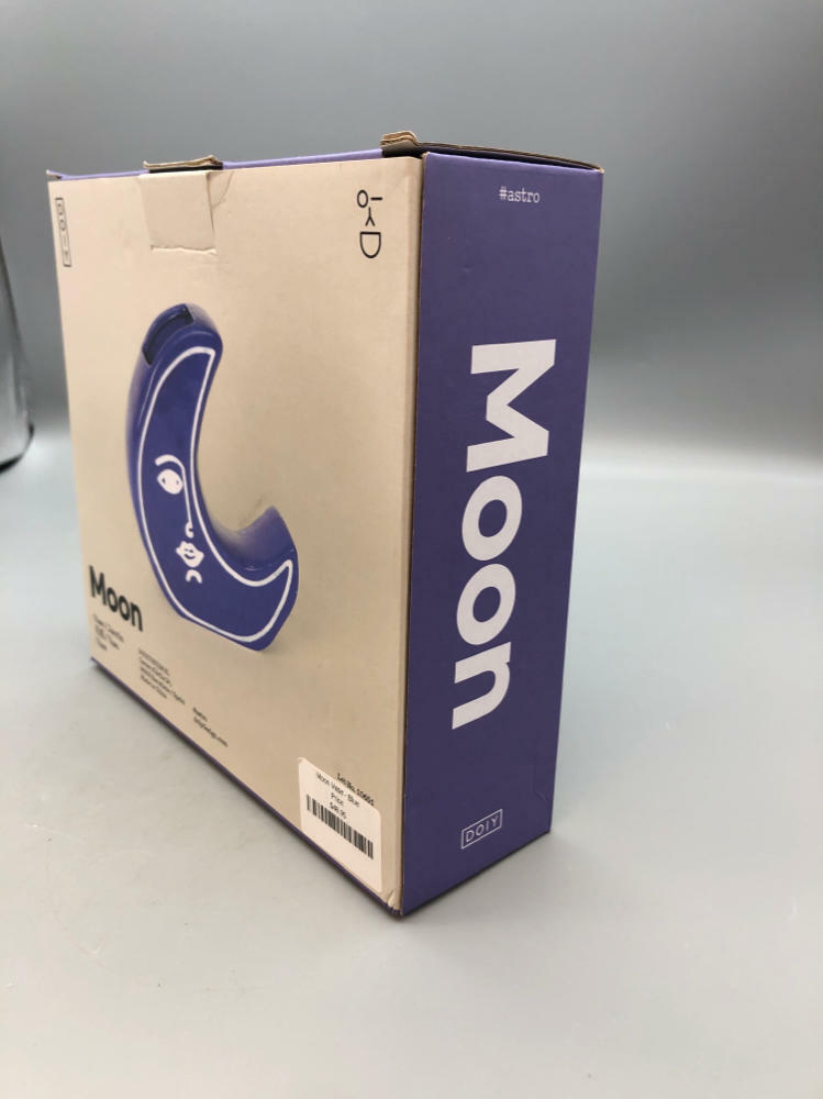 Moon with a Face Vase Blue & White Ceramic New In Box