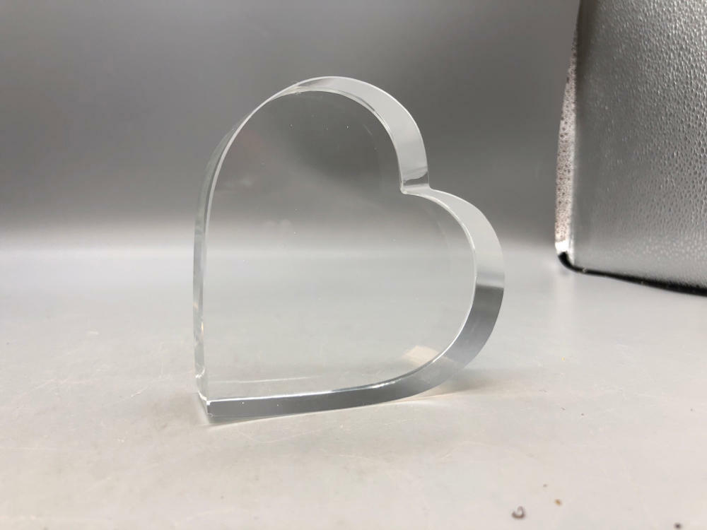 Clear Glass Heart Shaped Paper Weight - Good