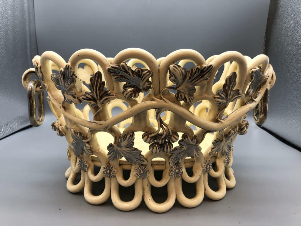 RARE!!! Antique Oval Jardiniere Cup by Faïence De Langeais Bowl - Good