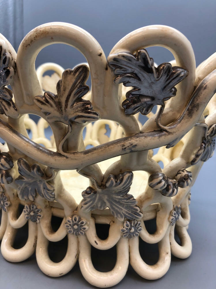 RARE!!! Antique Oval Jardiniere Cup by Faïence De Langeais Bowl - Good