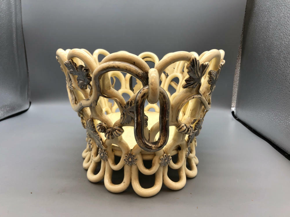 RARE!!! Antique Oval Jardiniere Cup by Faïence De Langeais Bowl - Good