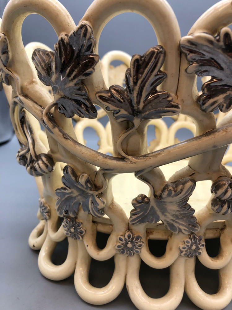 RARE!!! Antique Oval Jardiniere Cup by Faïence De Langeais Bowl - Good