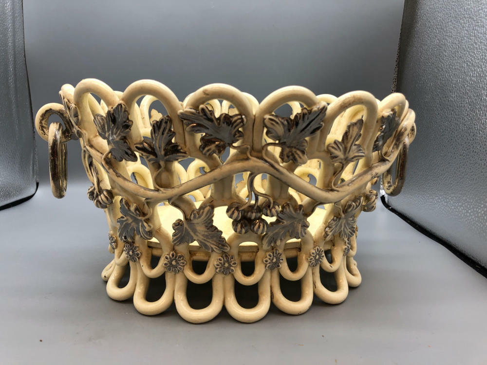 RARE!!! Antique Oval Jardiniere Cup by Faïence De Langeais Bowl - Good