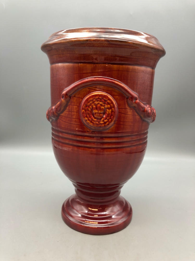 Vintage Toyo Urn Rust Red Glossy Glazed Porcelain Ceramic Vase - Good