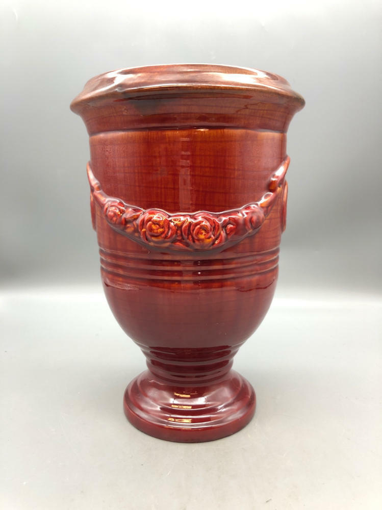 Vintage Toyo Urn Rust Red Glossy Glazed Porcelain Ceramic Vase - Good