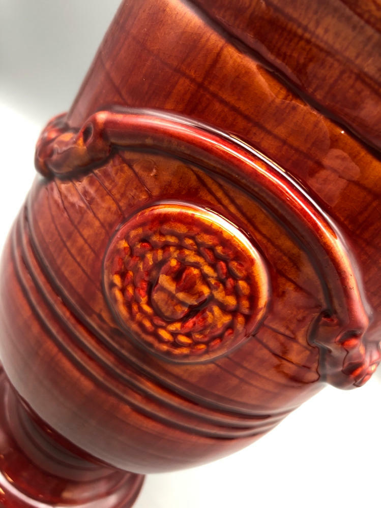 Vintage Toyo Urn Rust Red Glossy Glazed Porcelain Ceramic Vase - Good