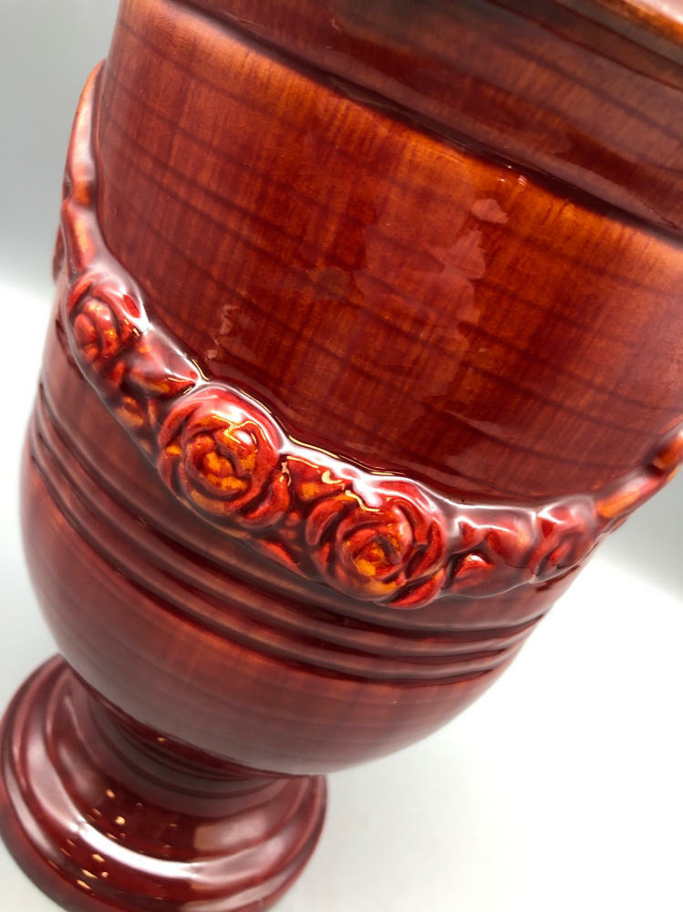 Vintage Toyo Urn Rust Red Glossy Glazed Porcelain Ceramic Vase - Good