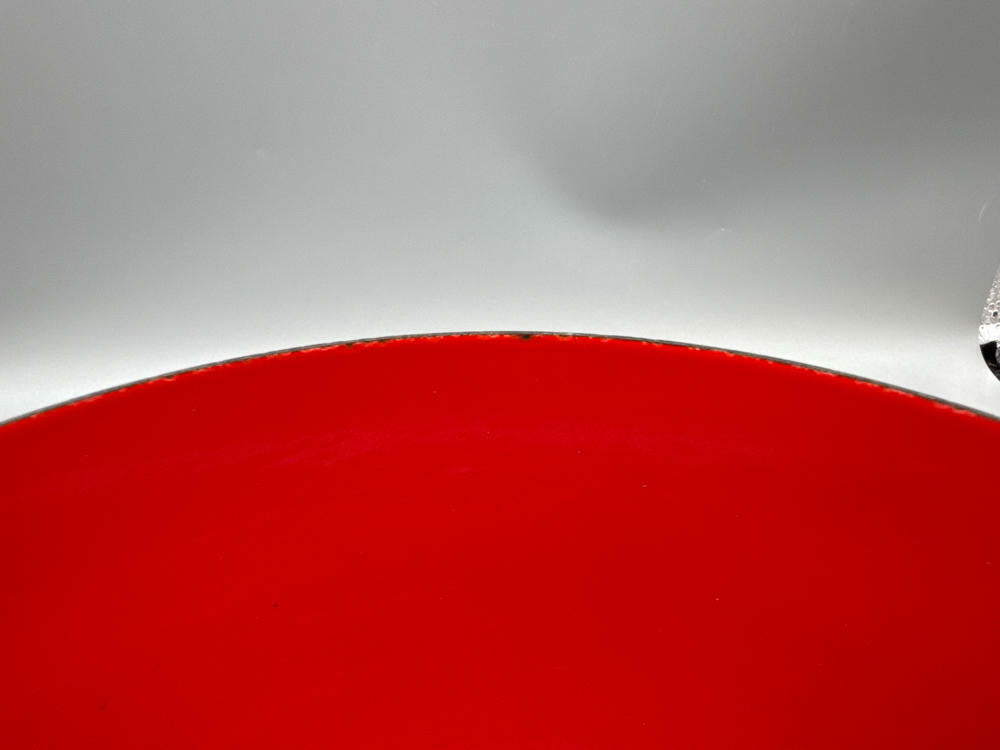 RARE!!! Finel "Arabia" Enamel Bowl Wartsila Finland MCM Red/Orange Daisy Flowers - Good