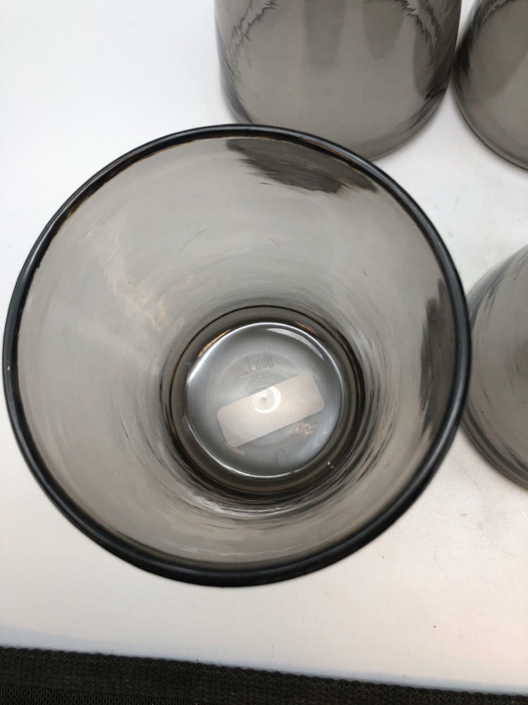 Set of 10 Bon Chef Plastic Cups 14 Oz. 3-1/2" Dia. X 4-1/4"H Smoke Gray Black - Like New
