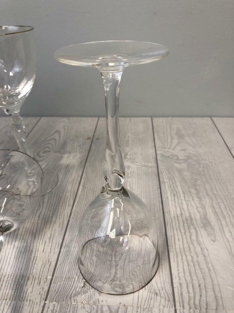 7 Lenox Rhythm Water Glasses Goblets Platinum Trim Optic Swirl Stems - Good