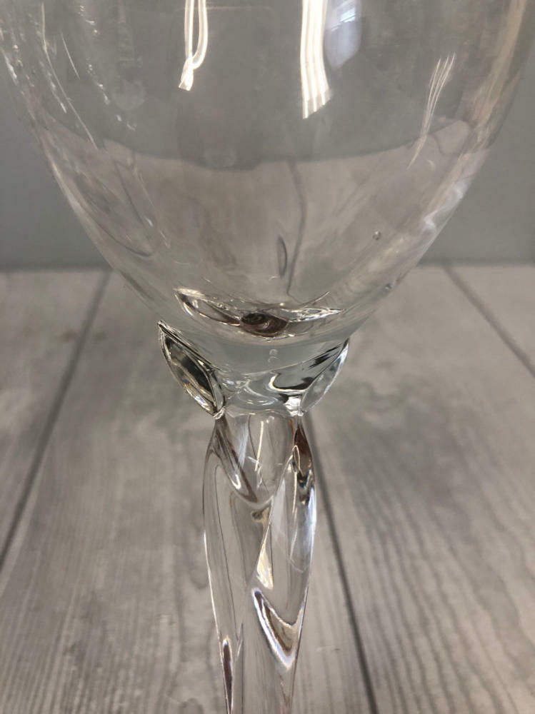 7 Lenox Rhythm Water Glasses Goblets Platinum Trim Optic Swirl Stems - Good