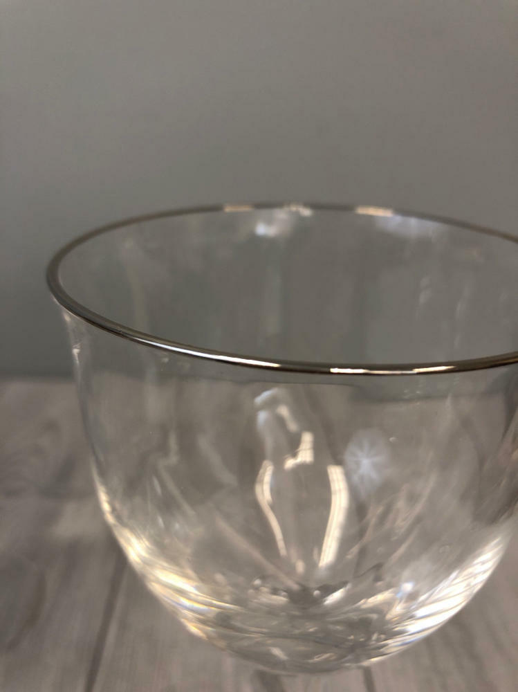 7 Lenox Rhythm Water Glasses Goblets Platinum Trim Optic Swirl Stems - Good