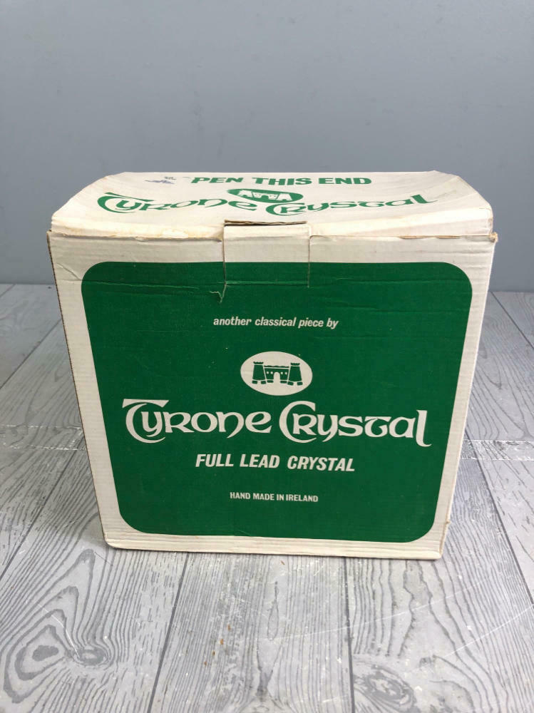 Set of 6 Full Lead Tyrone Crystal White Wine Glasses In Original Box & Tubes - Good