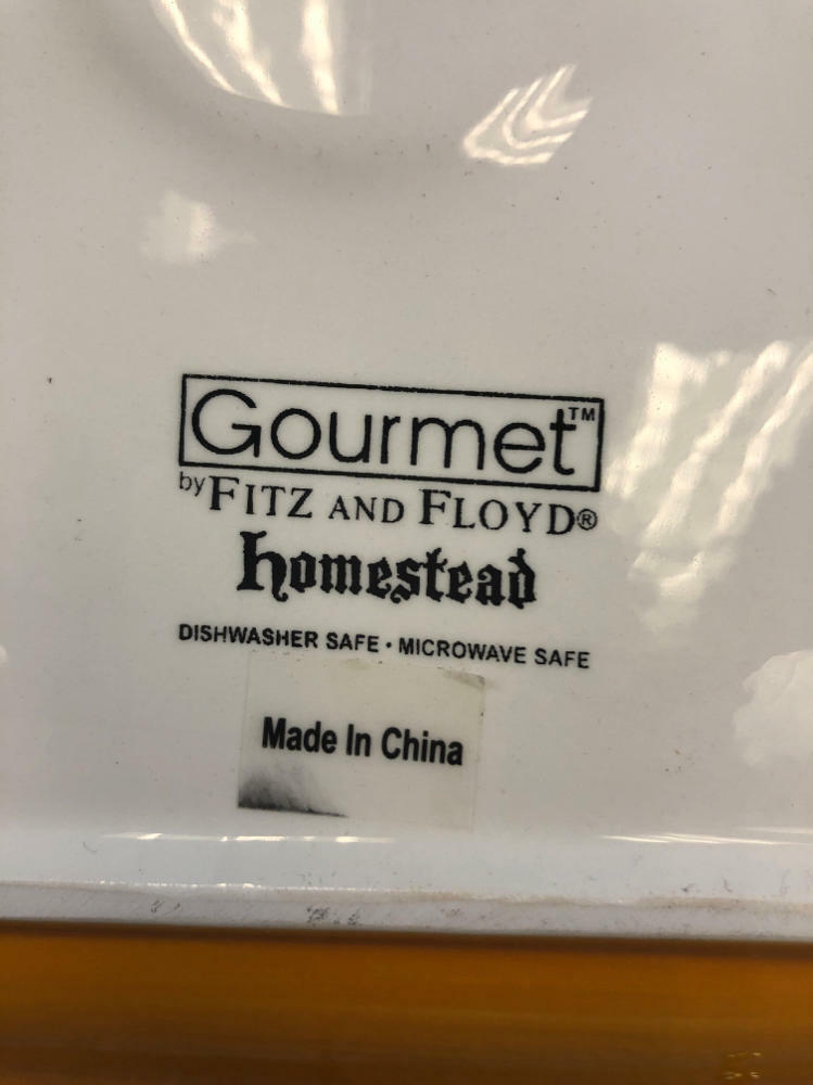 Gourmet by Fitz & Floyd "Homestead" Serving Dish Tray Platter Floral Red Yellow - Good
