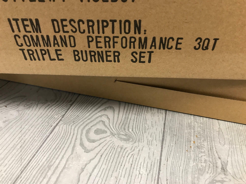 Command Performance Triple Burner Set 3 Lidded Stainless Steel Pots New In Box - Like New
