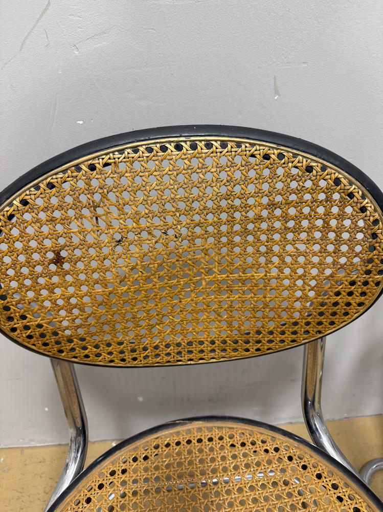 Set of 4 mid-century Italian tubular & caning chairs, 1970s - Dining Room Chairs - Good