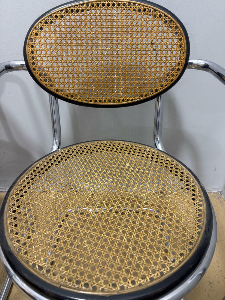 Set of 4 mid-century Italian tubular & caning chairs, 1970s - Dining Room Chairs - Good