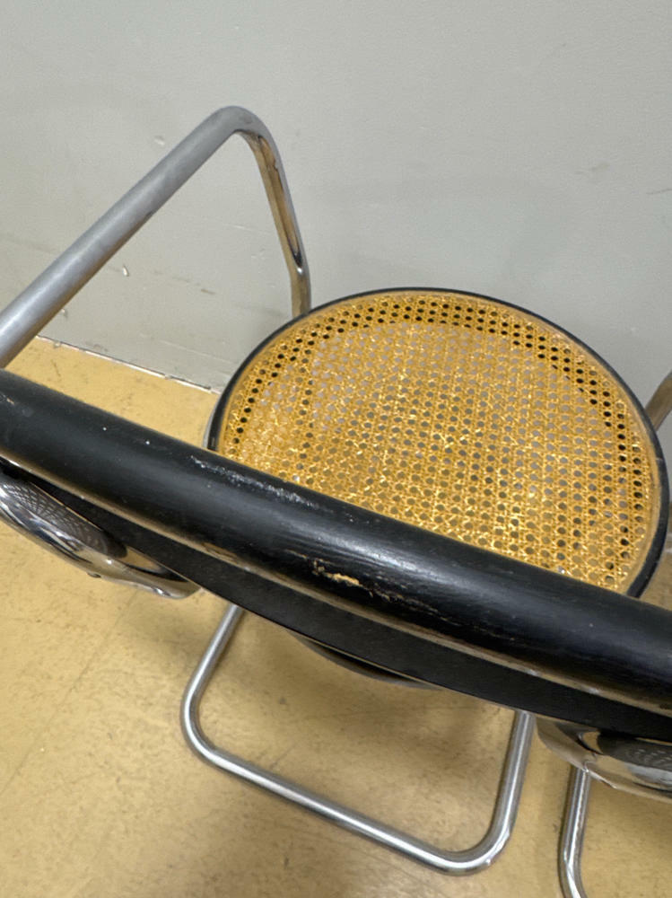 Set of 4 mid-century Italian tubular & caning chairs, 1970s - Dining Room Chairs - Good