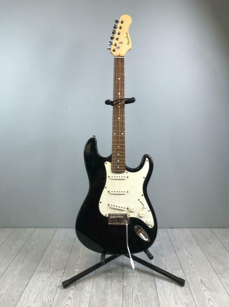 Spectrum S-style Guitar - Black Solid Body Electric Guitar - String Instrument - Good