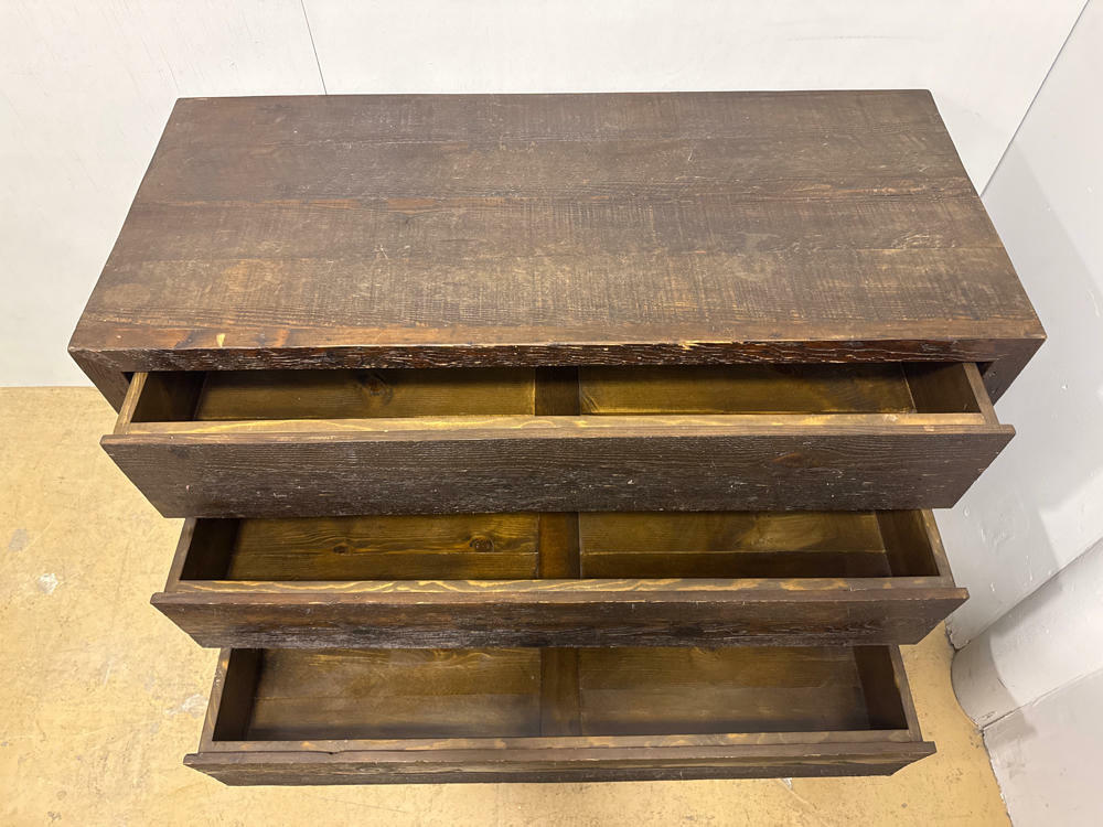 Rustic Natural Solid Dark Wood Dresser and Nightstand - 3 Drawer Dresser - Good