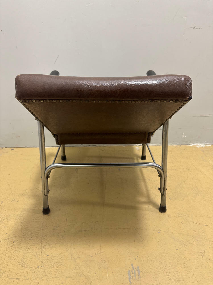 Dark Brown Leather Antique Auto Recline Shampoo Chair with Accessories-Made 1963 - Good