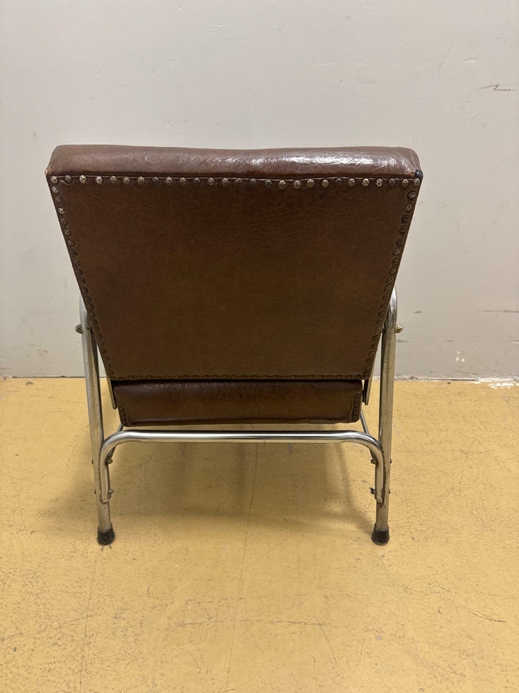 Dark Brown Leather Antique Auto Recline Shampoo Chair with Accessories-Made 1963 - Good