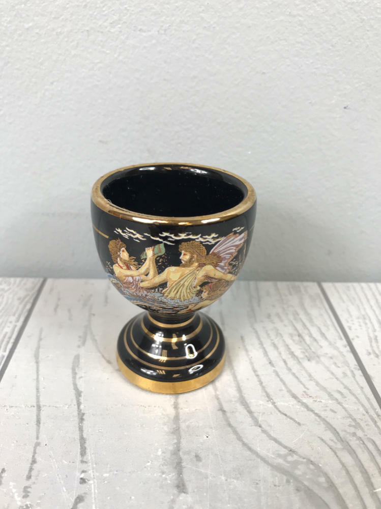 STRIGOS 24K Gold Greek Gods Designs Mini Goblet Collectible- Hand Made in Greece - Like New