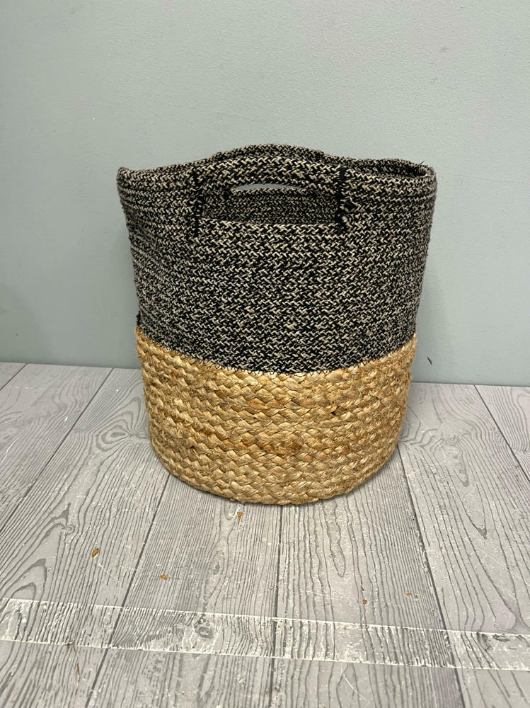 Threshold Jute and Cotton Large Basket Bag Carryall with Handles Twined Wicker