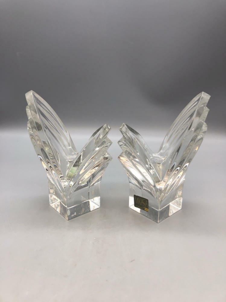 pair of mikasa glass candlesticks