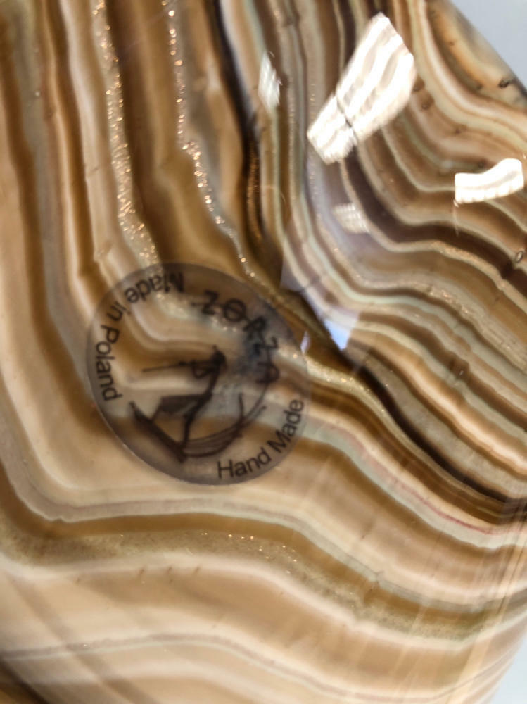 Zorza Mocha Swirl Vase Made in Poland Illusion of Sand Flecks of Gold Glitter