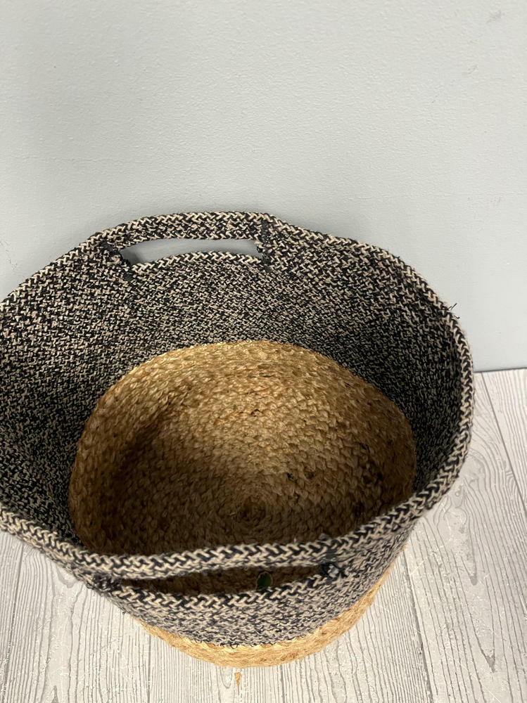 Threshold Jute and Cotton Large Basket Bag Carryall with Handles Twined Wicker