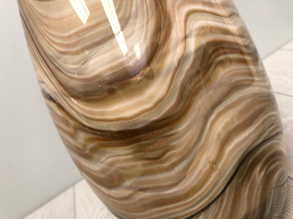 Zorza Mocha Swirl Vase Made in Poland Illusion of Sand Flecks of Gold Glitter