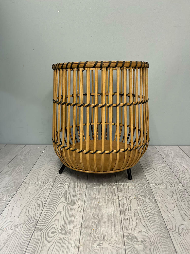 Sagebrook Home Round 17.5-in W x 19-in H Bamboo Wood Indoor/Outdoor Planter