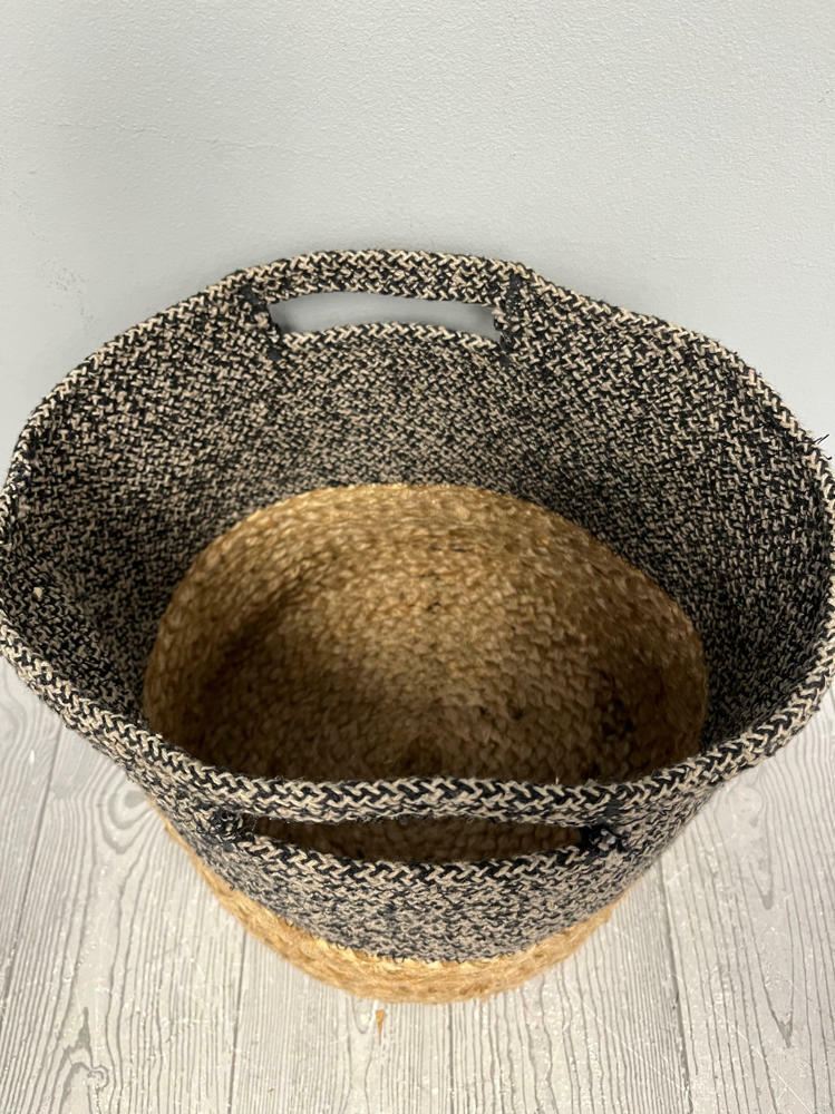 Threshold Jute and Cotton Large Basket Bag Carryall with Handles Twined Wicker