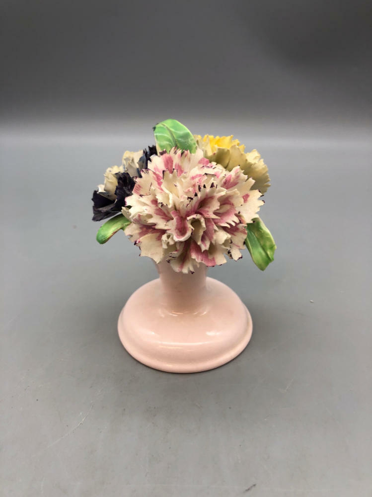 Antique Staffordshire England Fine Bone China Flowers in a Figurine Stamped