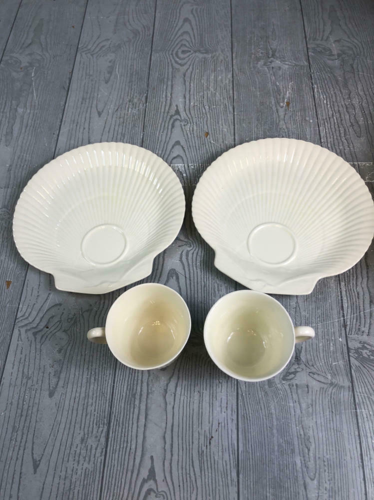 Beautiful 4 Piece Vintage Wedgwood Edme Shell Shaped Tea Cup & Saucer - Tea Sets - Very Good