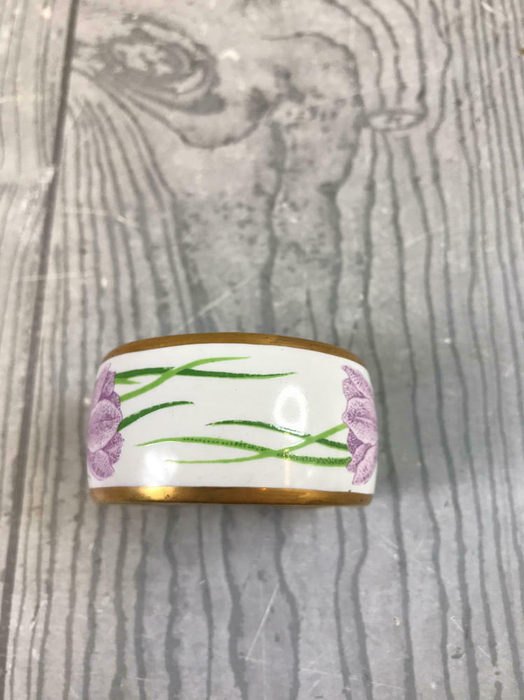 6 Piece Franklin Porcelain 1978 BOTANIC GARDEN NAPKIN RINGS - Stamped Franklin - Very Good