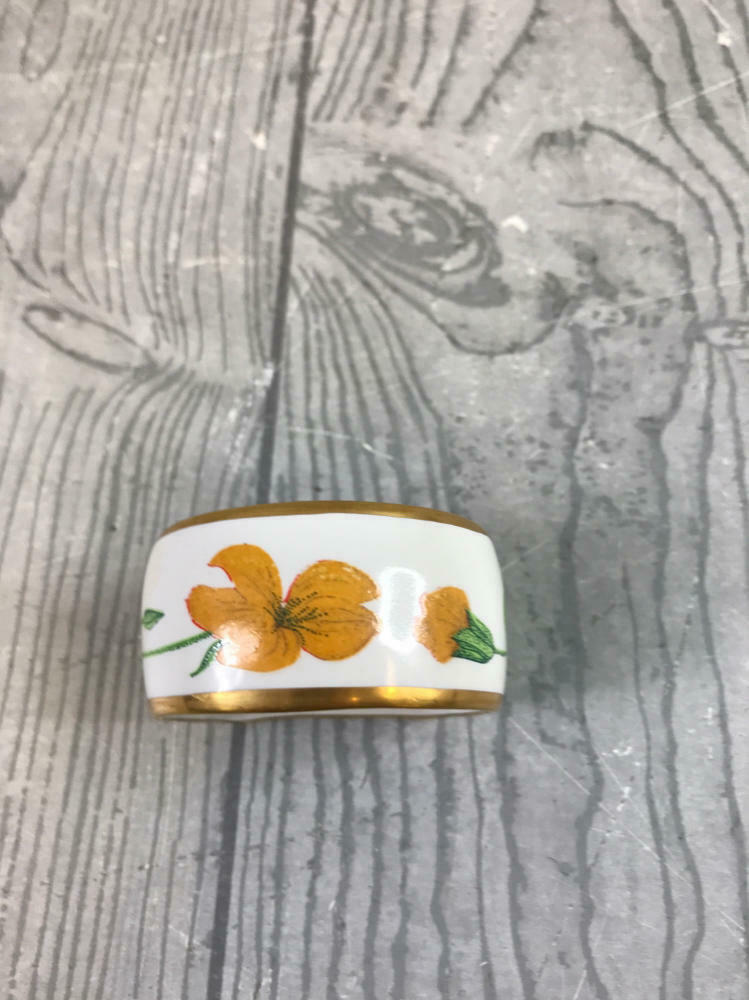 6 Piece Franklin Porcelain 1978 BOTANIC GARDEN NAPKIN RINGS - Stamped Franklin - Very Good