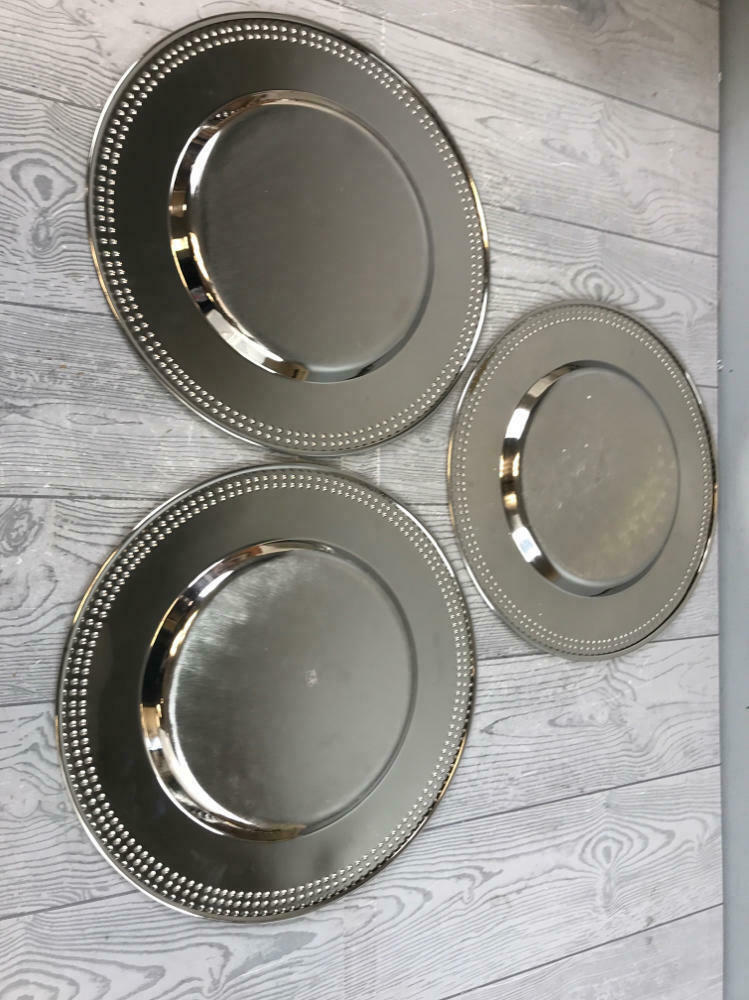 Set of 3 Mikasa Shinny Silver Chaffing Plates - In Original Box - Kitchen Decor - Like New